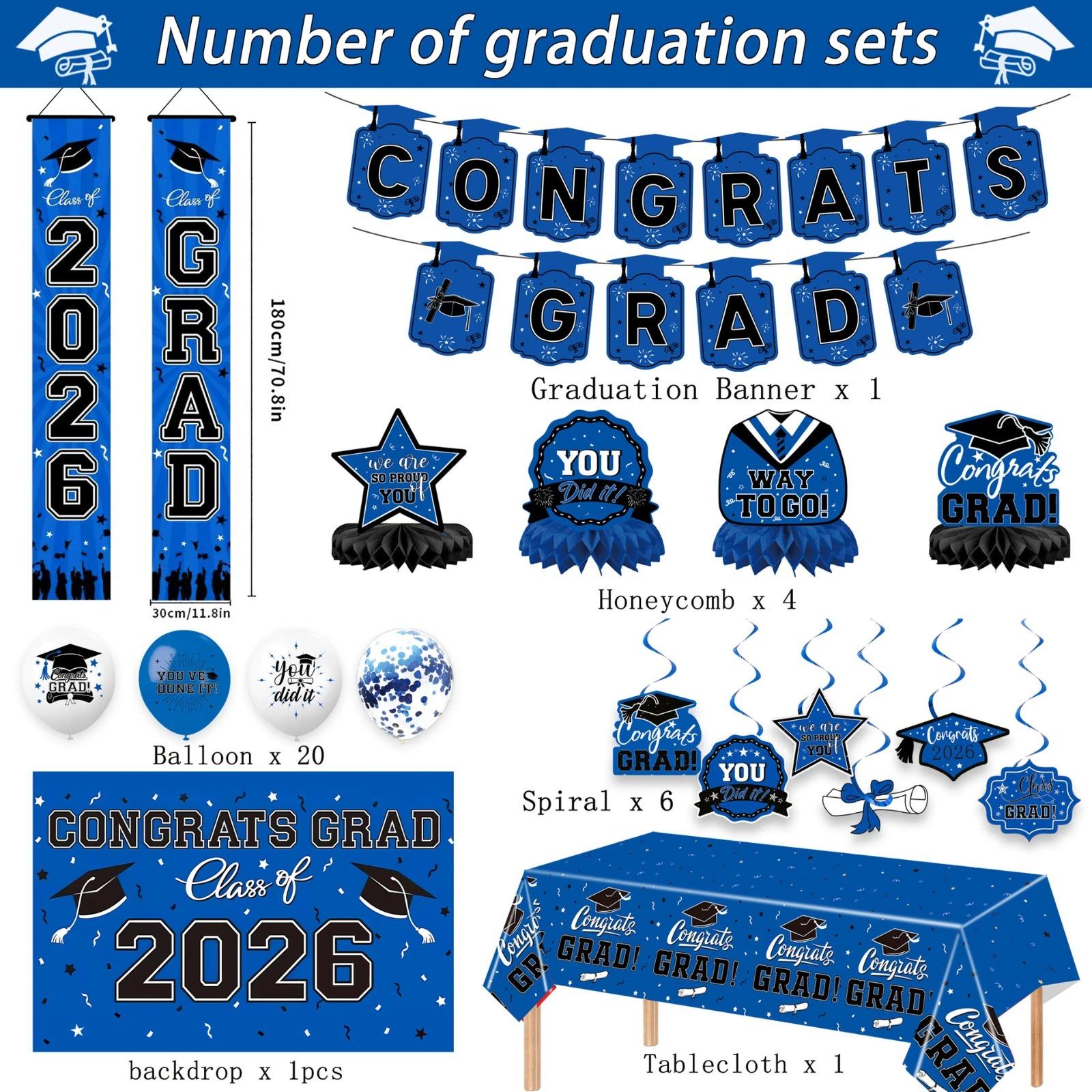 2026 Graduation Decoration in Multiple Colors and Styles, Congratulations to Graduates of Any School or Grade, Porch Banner Party Balloons Tablecloth, 2026 Graduation Party Decoration