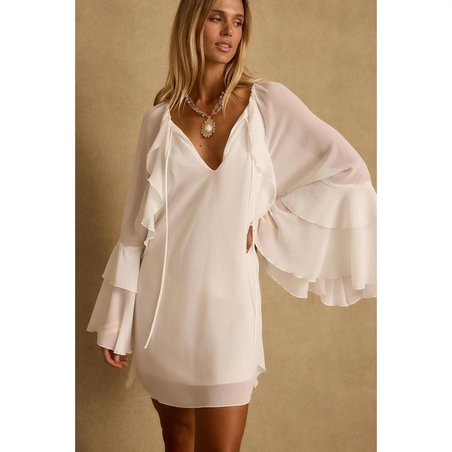 Alice White Chiffon Mini Dress - TikTok Shop