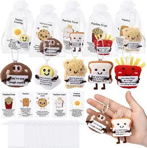 Food Keychains Positive Gifts Employee Appreciation Plush Food Keychains with Inspirational Cards Bulk for Class Prizes