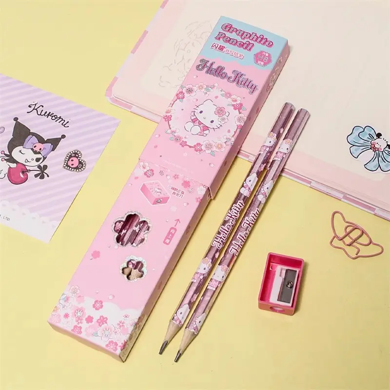 L Sanrio Pencil Cartoon Kuromi HB Pencil for Students with Built-in Sharpener
