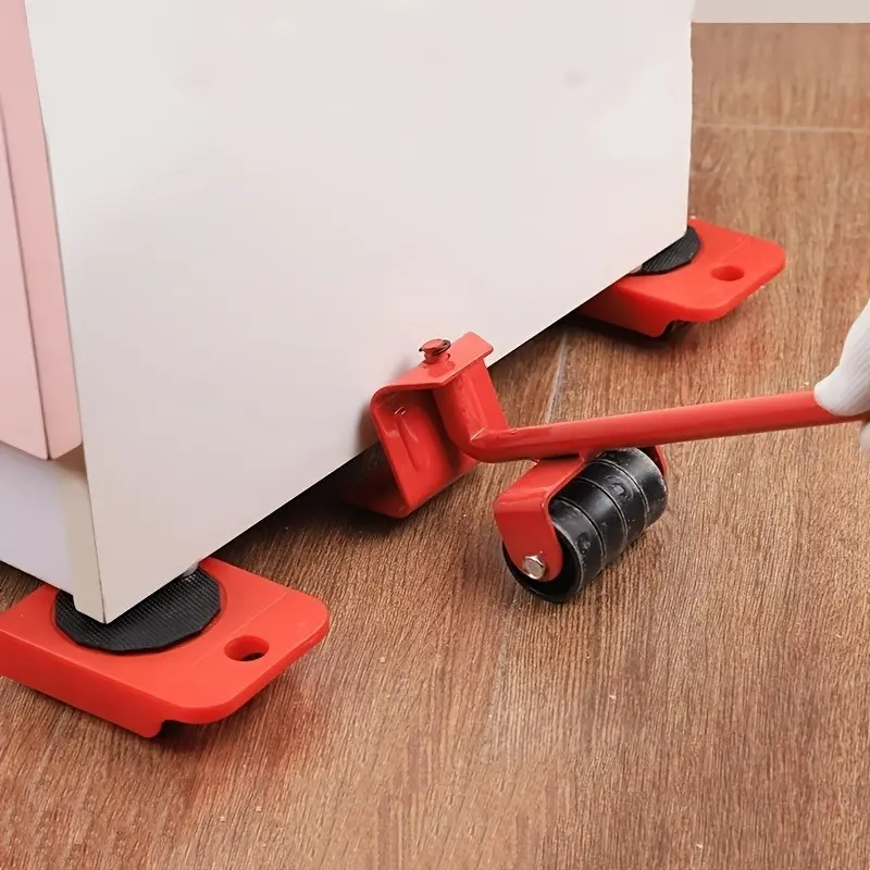 Furniture Moving Wheel Tool Set, Hardware, Four-In-One Universal Wheels, Metal Polished Lever, Effortless Heavy Object Handling