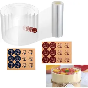 Cake Collars 6.3 x 394inch Clear Acetate Rolls Transparent Mousse Cake Strips Acetate Sheet for Baking Edge Decorating with Bonus Delicate Stickers