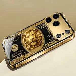 NEW ARRIVAL Quality Lion Electroplated Gold Transparent Phone Case for iPhone 17 Pro Max/17E/16 Pro/15 Plus/14 Pro Max/13/12/17 Pro, Trendy Fashion, Avant-garde, Christmas Gift, Halloween Birthday Gift, High-end Protective Case