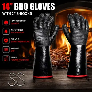 Extreme Heat Resistant Gloves 1472°F – Thicken Waterproof BBQ Gloves with S-Hook, 14" Oil Proof Oven Mitts for Grilling, Turkey Fryer, Smoker – Summer Sale, Mid Year Sale, Deals for You, Restock