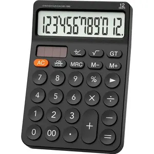 12 Digit Desktop Calculator with Large LCD Display, 4 Funtions Calculator, Round Design Big Button, Solar and   Power, Standard Function for Office, , School, SD-1292