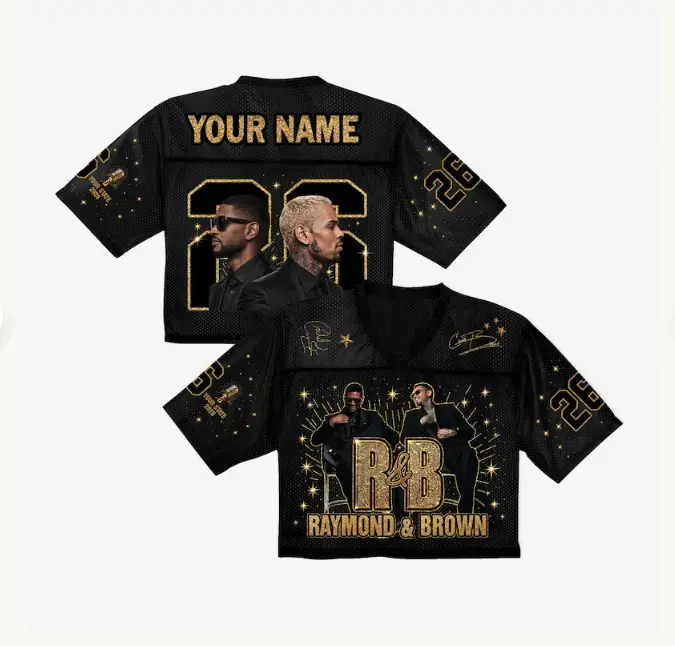 Custom Music Festival Crop Football Jersey – Personalized Name Mesh Fan Shirt, R&B Inspired Concert Apparel, Women's Graphic Streetwear (Not Bling)