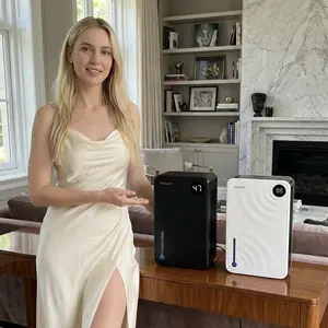 Dehumidifier, Dehumidifiers for Home (1000 sq.ft), 98 OZ Dehumidifier for Basement Bathroom Bedroom, Auto Shut Off Dehumidifiers, Timer Setting, Digital Display, Drain Hose