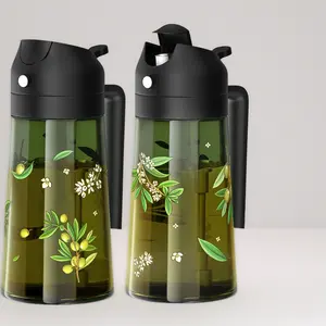 2 in 1 Glass Oil and Vinegar Dispenser Bottle Set 16OZ Kitchen Olive Oil Sprayer for Cooking Food Grade Non Aerosol