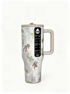 HydroJug 40oz Autumn Maple Leaf Camo Stainless Steel Insulated Flask - Leak-Proof Drinkware, Travel Coffee Tumbler, 24H Cold Retention, Flasks Drinkware Water Bottles Portable Bottled Mug