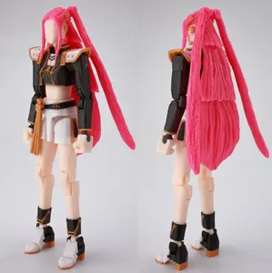 3D-Printed K-Pop Articulated Figure — Multi-Jointed Printable Mechanical Doll T13 (Pink-Hair Version). This is a cool, collectible-grade model figure that comes complete with interchangeable hand poses and weapon accessories.