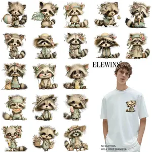36 pieces Summer Funny Raccoon Gold Foil Heat Transfer, DTF Transfer Gold Foil. Perfect for T-shirts, hoodies, jeans, backpacks, and pillows, washable plastic transfer paper for men and women.