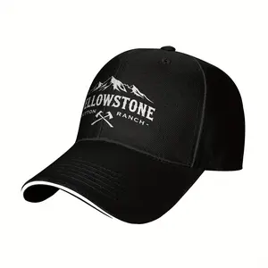 Yellowstone Dutton Ranch Baseball Cap - Black Snapback Hat with Mountain Logo, Ideal for Hiking & Fishing, Sun Protection, Camping Gear