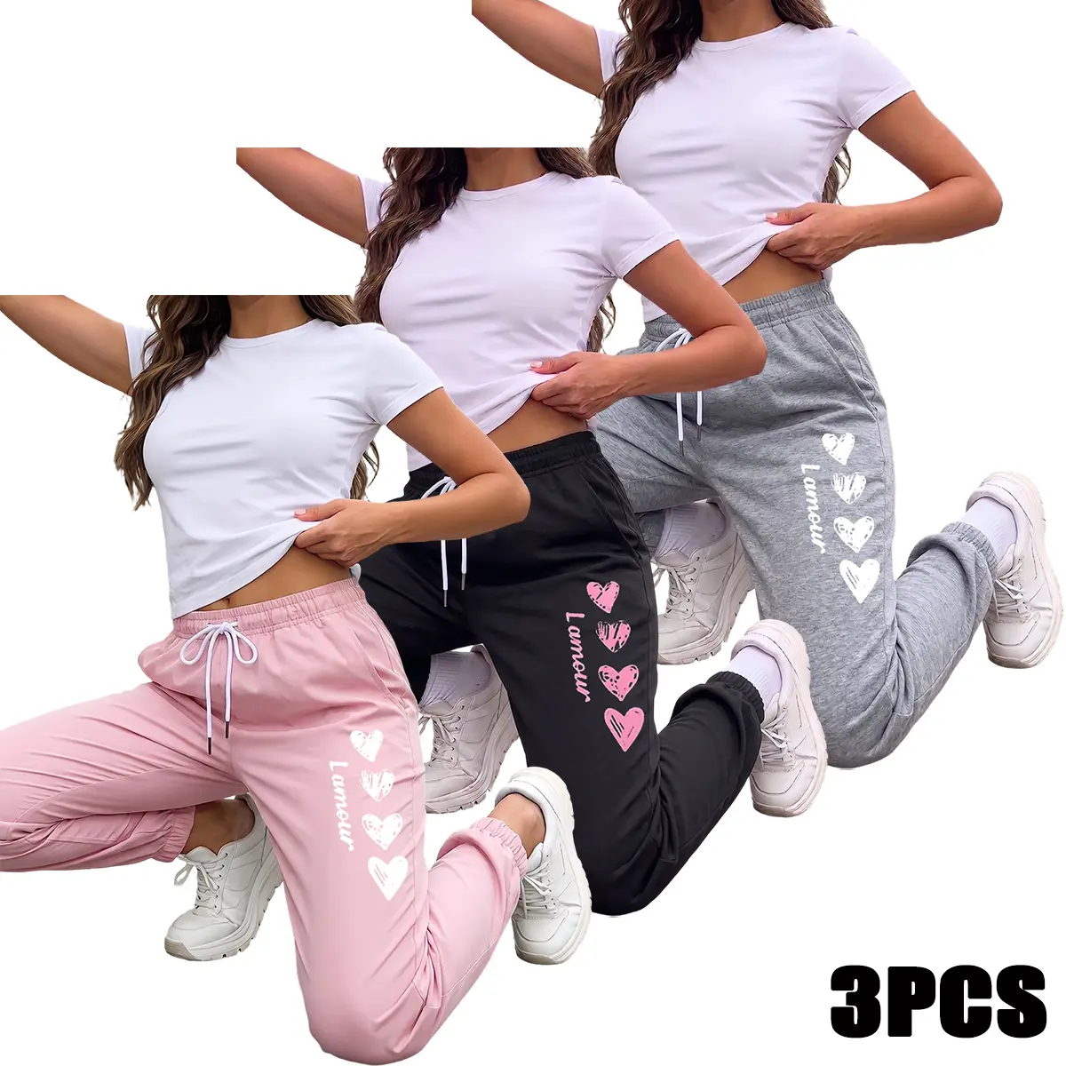 Women's 3-Pack High-Waisted Leggings with Pockets, Soft Athleisure Style Yoga Pants in Solid & Printed Designs for Fitness, Athleisure Style Bottoms, High Waisted Sportswear, Women's Clothes