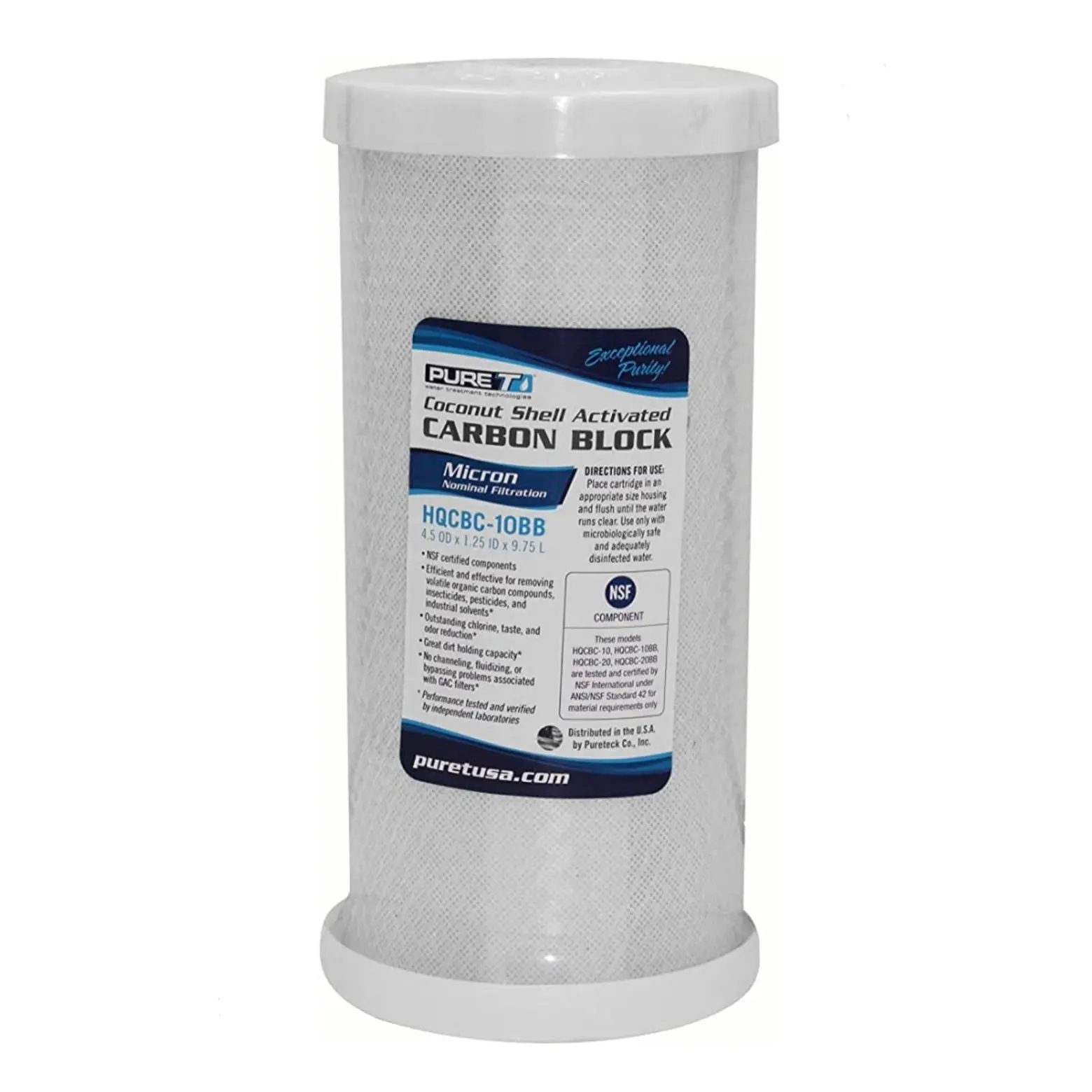 PureT - HQCBC Series -  10" x 4.5" Coconut Carbon Block Filter