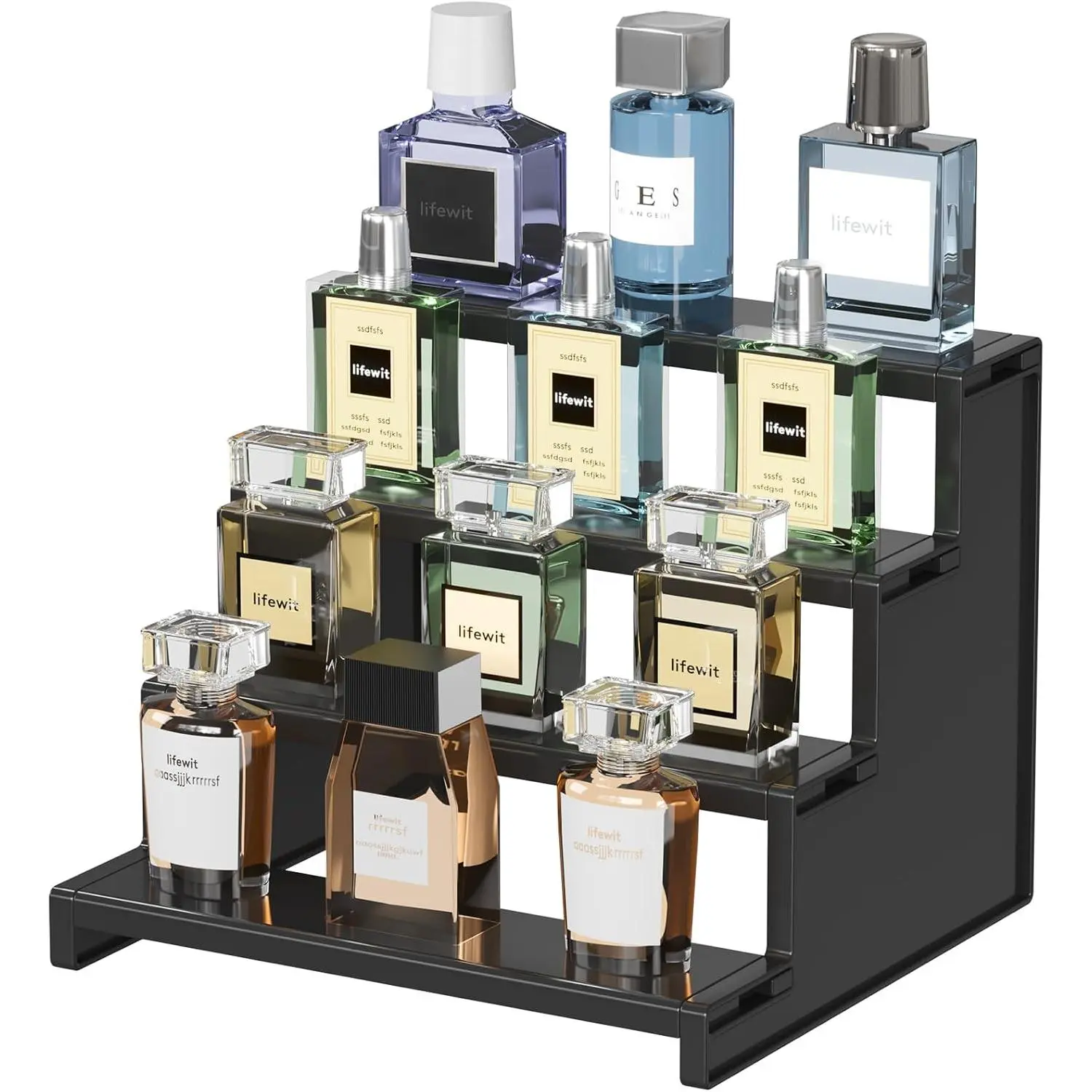 Lifewit 4 Tier Black Display Stand forCologne,Perfume,Figures,Cupcake, Dessert,Spice, Fragrance, Countertop, Vanity, Dresser,Cabinet Use Racks Set Organizer # SummerVibes