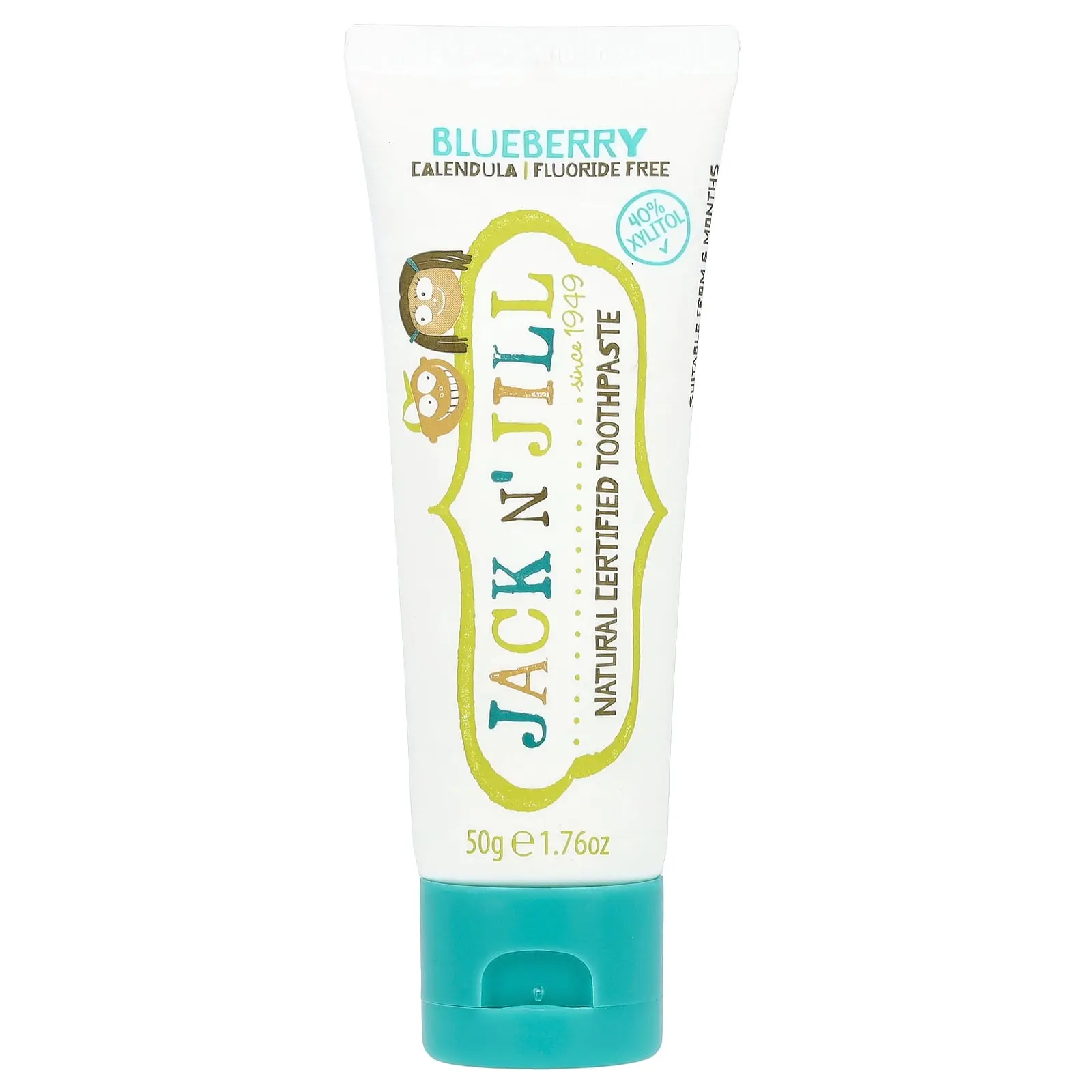 Jack n' Jill Natural Certified Toothpaste, 6 Months+, Blueberry, 1.76 oz (50 g)