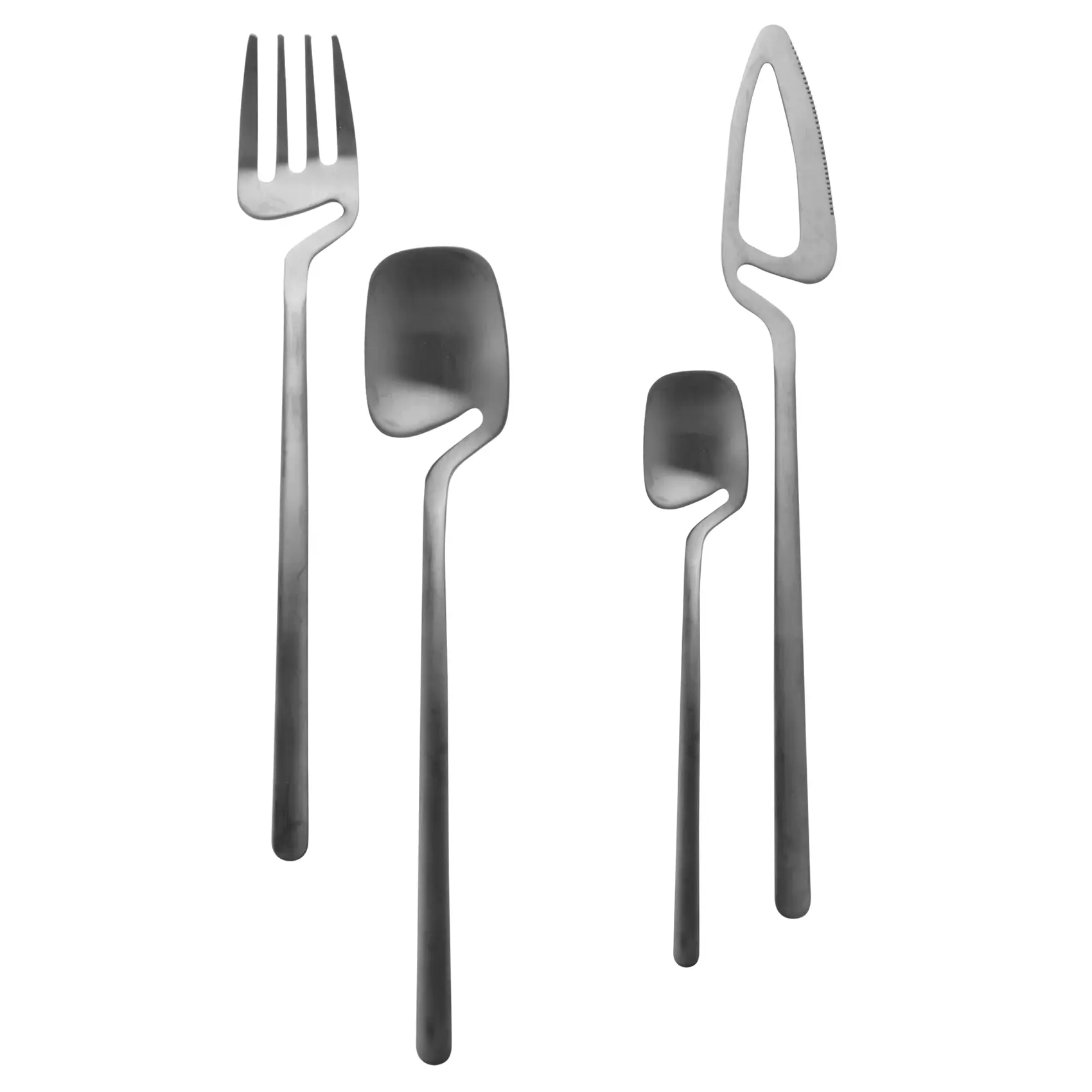Matte Cutlery Set,Stainless Steel Dinner Tableware,Flatware Set,Knife Fork Spoon Dinnerware Set Party Set(Black,4 PCS)