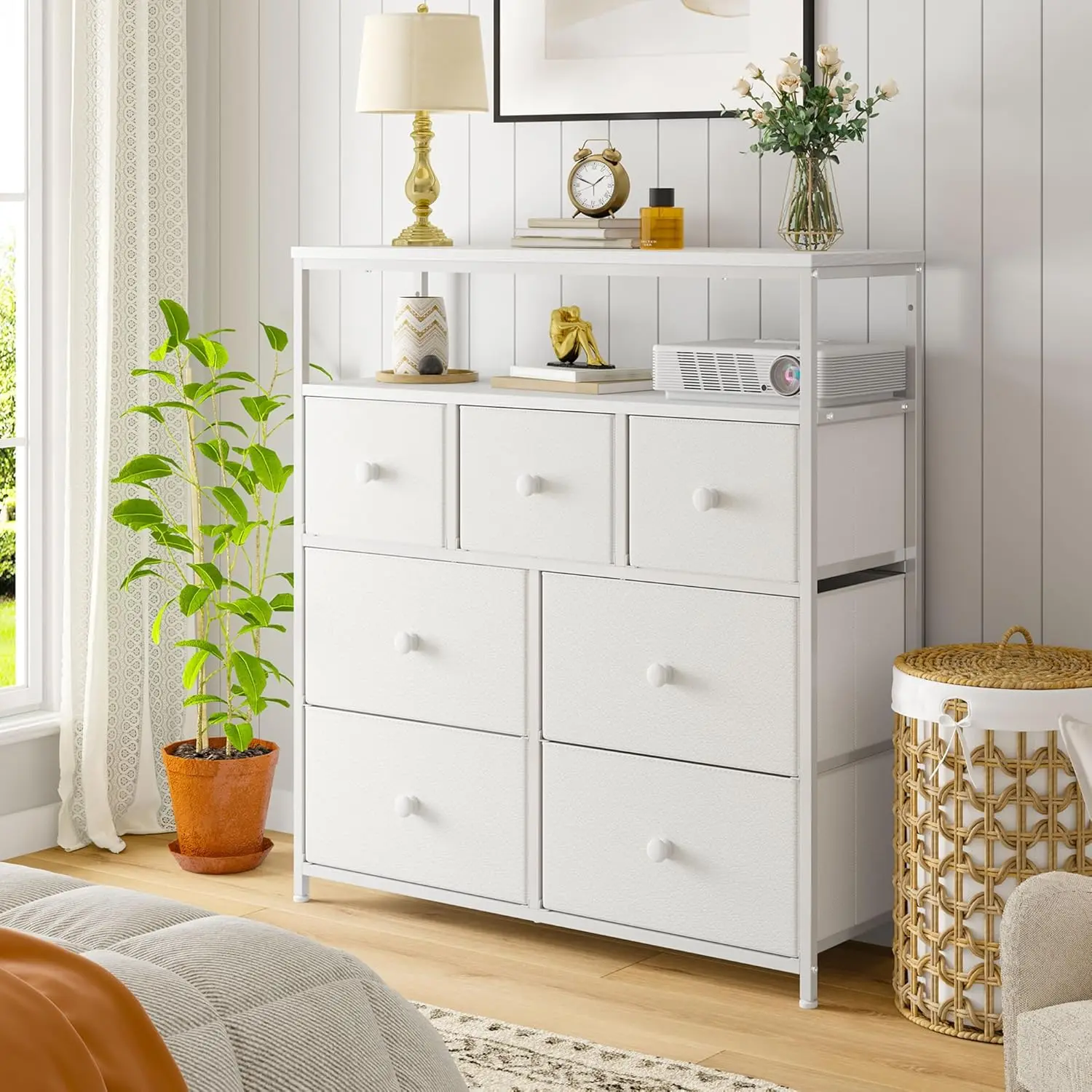 7-Drawer,2-Shelf,White