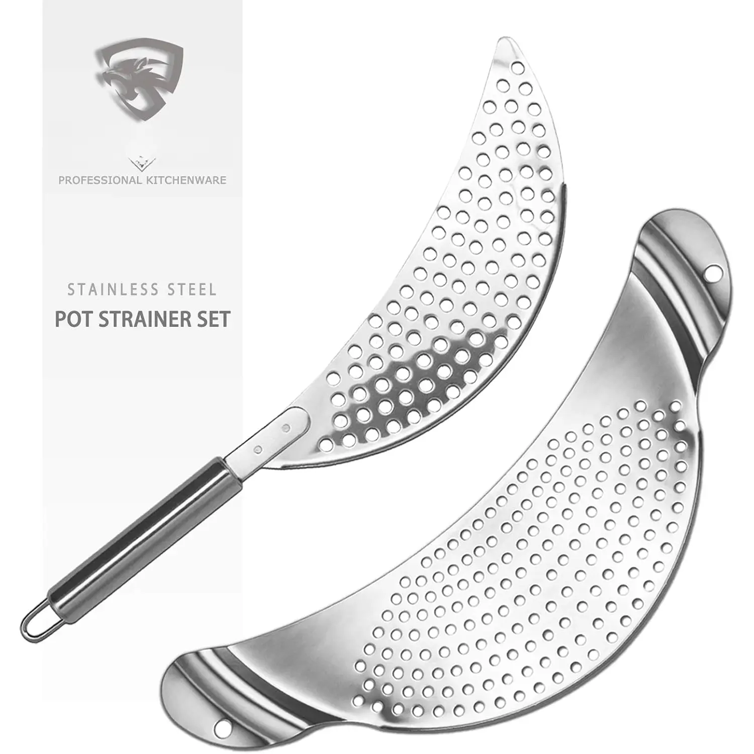 Pot Strainer Set 2 count Stainless Steel Strainers Set, Easy Draining Durable Dishwasher Safe, Work for  Cooking Kitchenware, Noodles Pasta Fruit Veggies  Strainers