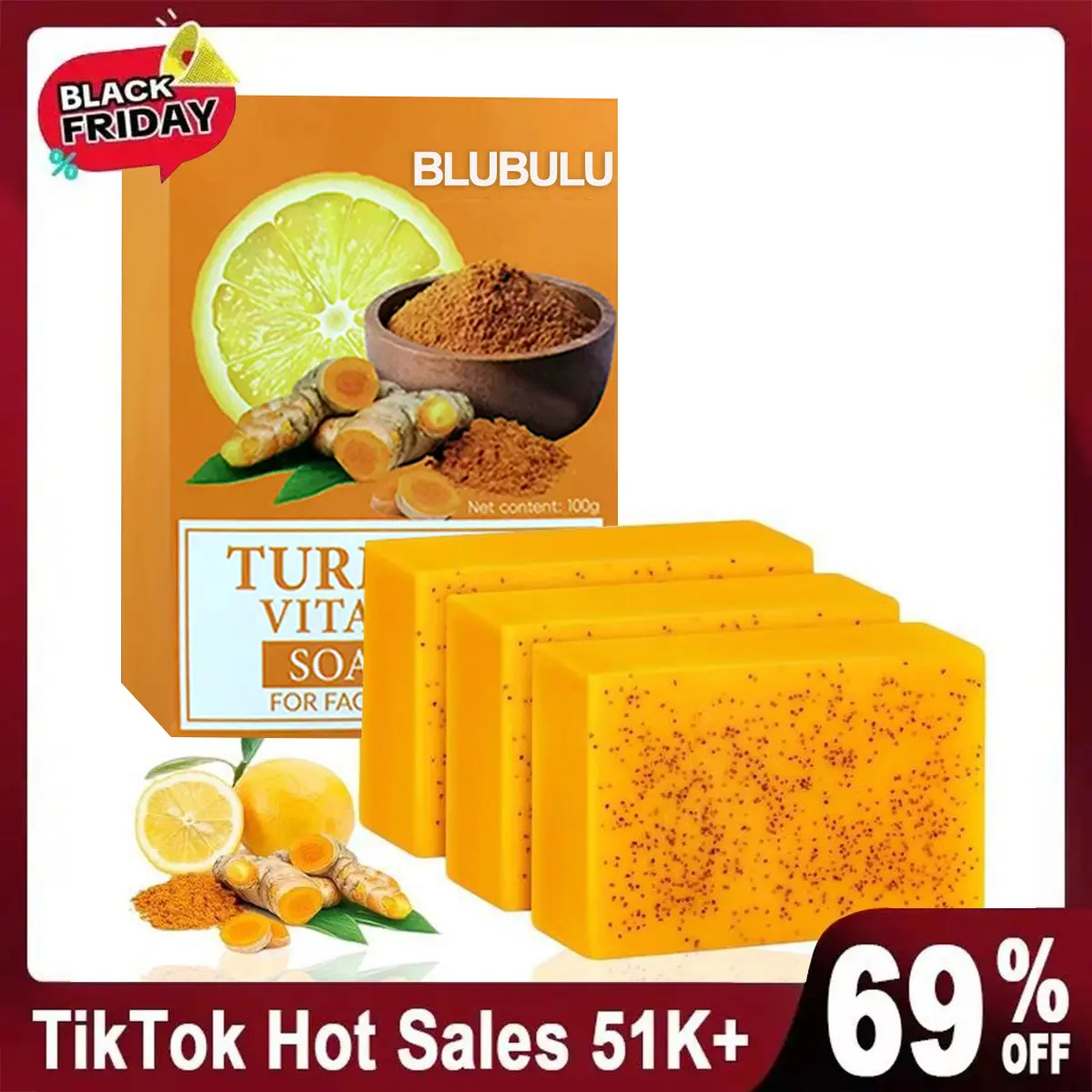 Turmeric-Kojic Acid 3-Piece Honey Lemon Skin Care Soap Bar Set (100G Each) - Lemon Bright Wash, Facial Cleanser, Body Care Moisturizer for Daily Face & Body Cleansing, Natural Blend Repair & Hydration