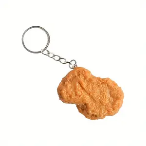 Realistic Chicken Nugget Keychain, Cute Car and Backpack Accessory, Decorative Women's Keyring with Ring, Valentine's Gift