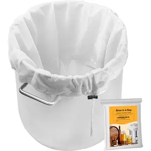 2 Pack  Brew Bag (31" x 31") -  Fine Mesh Straining Bag for  Brewing,  & Cider Press - Heavy Duty Nylon Filter Bag with Drawstring, Fits Kettles up to 20" Diameter