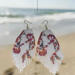 Handmade Beaded Koi Fish Fringe Earrings with Vibrant Colors and Detailed Beadwork for Unique Style