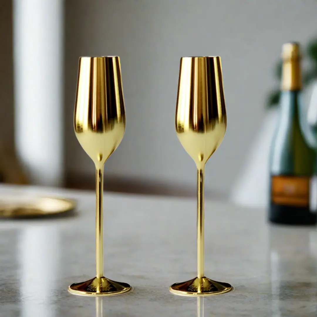 Unbreakable Stainless Steel Champagne Flutes (Gold) Set of 2 Drinkware Indoor Unbreakable Stainless Steel Champagne Flutes (Gold) Set of 2 Drinkware Indoor