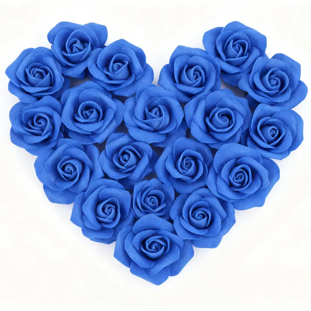 Summerwins 100Pcs 2.76in Reusable Foam Roses - Decorative Neutral Blue Faux Flowers, Real-Look Artificial Plants for Floral Arrangement Centerpiece, Wedding Table Decor, Crafts