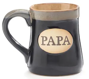 burton+BURTON 18oz Ceramic Classic Papa Mug - Reusable, Washable Pottery Drink Cup with Alphabet Letter & Bold Phrase, Father's Day Gift for Dads from Daughter (Packaged in Decorative Gift Box), Father's Day Gifts, Dad Gifts From Daughter