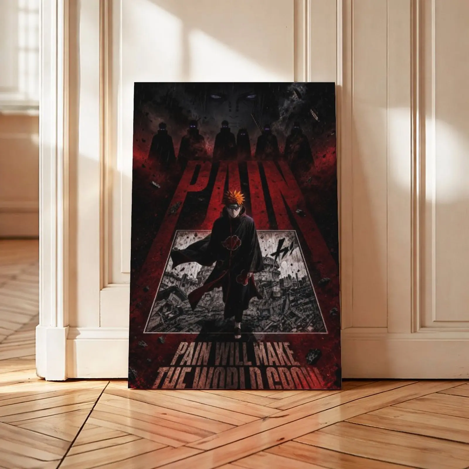 Naruto Pain Canvas Wall Art, Akatsuki Anime Poster Print, Nagato Inspirational Manga Wall Decor “Pain Will Make the World Know Pain”, Japanese Anime Artwork for Bedroom, Living Room, Gaming Room, Office, Dorm Gift art print