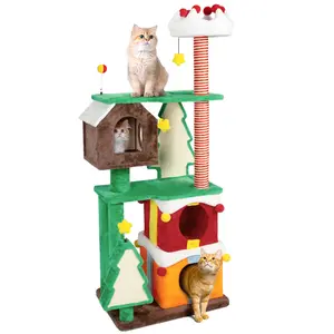 TikTokShopStockUp WTFGO Multi - Level Colorful Cat Tree  Tower   - Integrated Cat Bed & Scratcher, Stable Base, Must - Have for Multi - Cat Homes for Your Christmas Gifts Calming