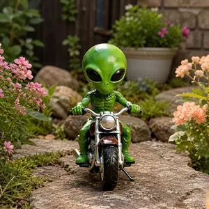Outdoor Garden Decor - Fun Alien Monster Resin Desk Ornament, Creative Sci-Fi Office Shelf Decoration, Cute Courtyard Sculpture, Unique Home Gift