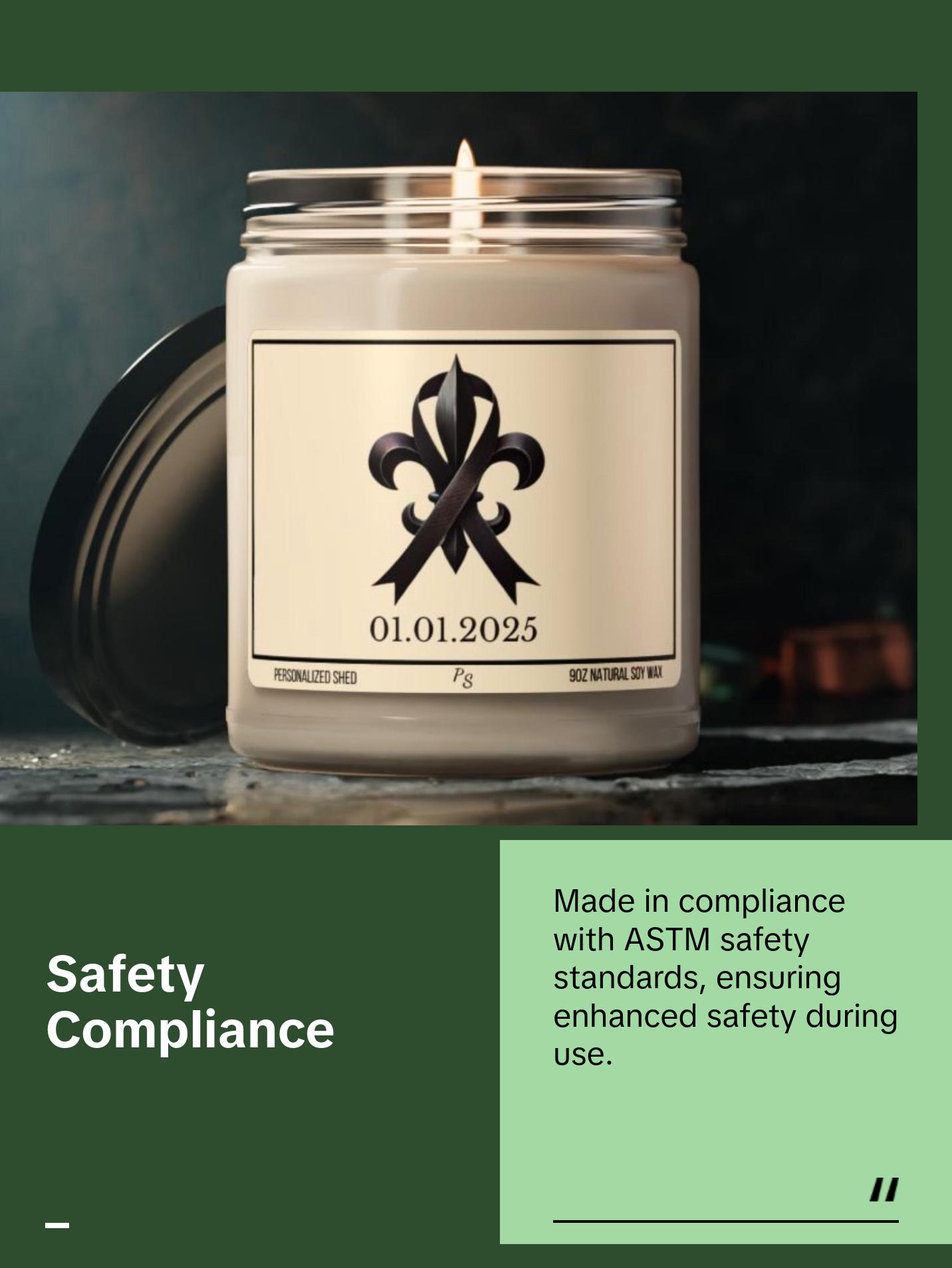 New Orleans Remembrance candle, Fluer De Lis with black ribbon candle, Louisiana Love Candle