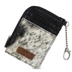 Wrangler Hair-On Cowhide Mini Zip Card Holder