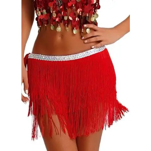 No sequin 3layerfringe red