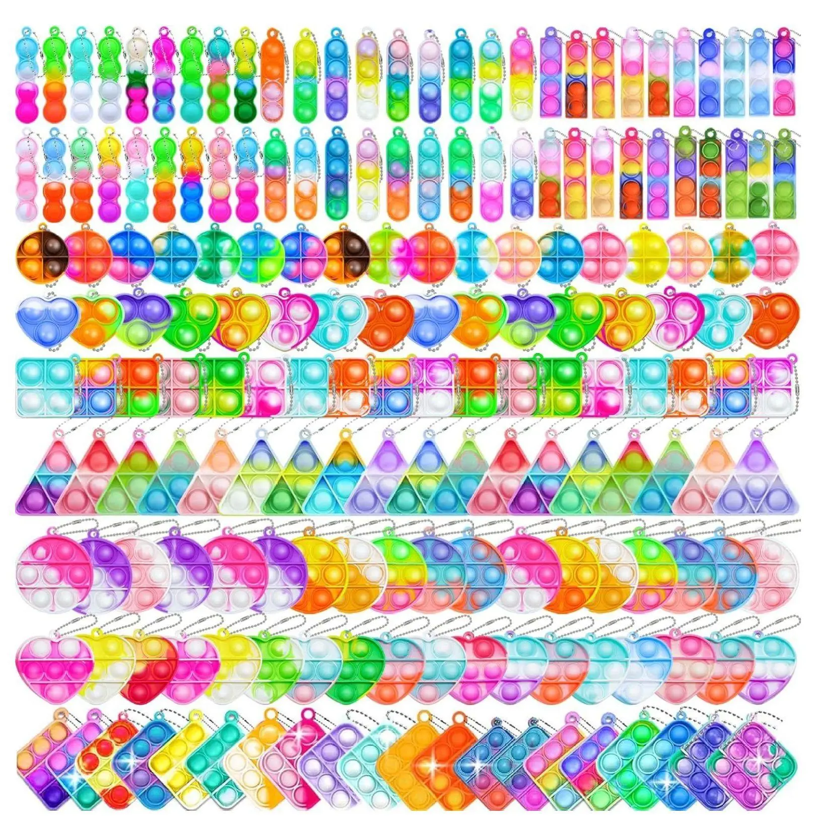 180 Pieces Silicone Fidget Toys Mini Bulk Pack - 1x1x1 Inches Sensory Bubble Pop Its, Stress Relief Focus Aid, Classroom Prizes, Stocking Stuffers, Assorted Colors & Shapes for Pets