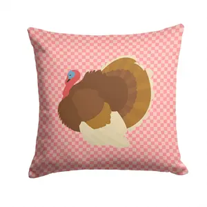 French Turkey Dindon Pink Check Fabric Decorative Pillow BB7990PW1414