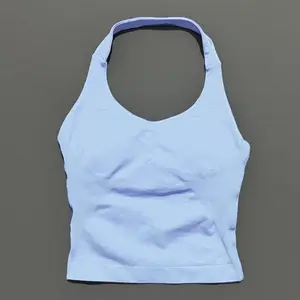 HISTELLO Halter Top Gym Vest Woman Backless Tank Tops Push Up Sport Bras Running Vest Workout Tops Activewear Yoga Clothing