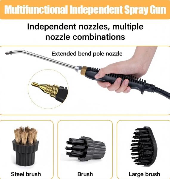 Multi-Purpose Handheld Steam Cleaning Tool | Portable Cleaning Tool with Brush Heads for Home Kitchen Car & Garage Use