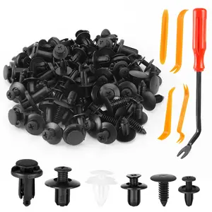 200PCS Car Bumper Retainer Clips, 6 Type Nylon Fasteners Rivet Replacement Kit, Push-in Screw Bumper Push Rivet Clip with 5 Fastener Removers, Suitable for Most Vehicles