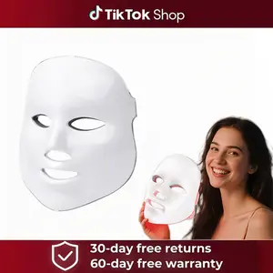 The Face Mask Light Therapy Pro LED Beauty Machine with 150 High Quality LED Lights Rubber Pads & DC Power Supply for Skin Tightening Rejuvenation Facial Neck Care Photon Skin Rejuvenation Mask