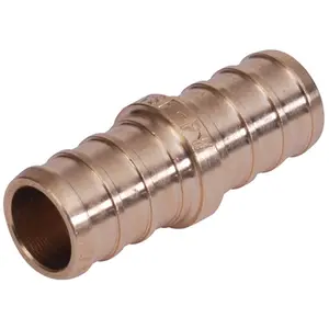 212 MAIN Cash Acme UC008LF Pex Barb Coupling - 0.5x0.5 in. DZR Brass Bulk Pack, Corrosion Resistant, Lead-Free for Boating Water Distribution Systems
