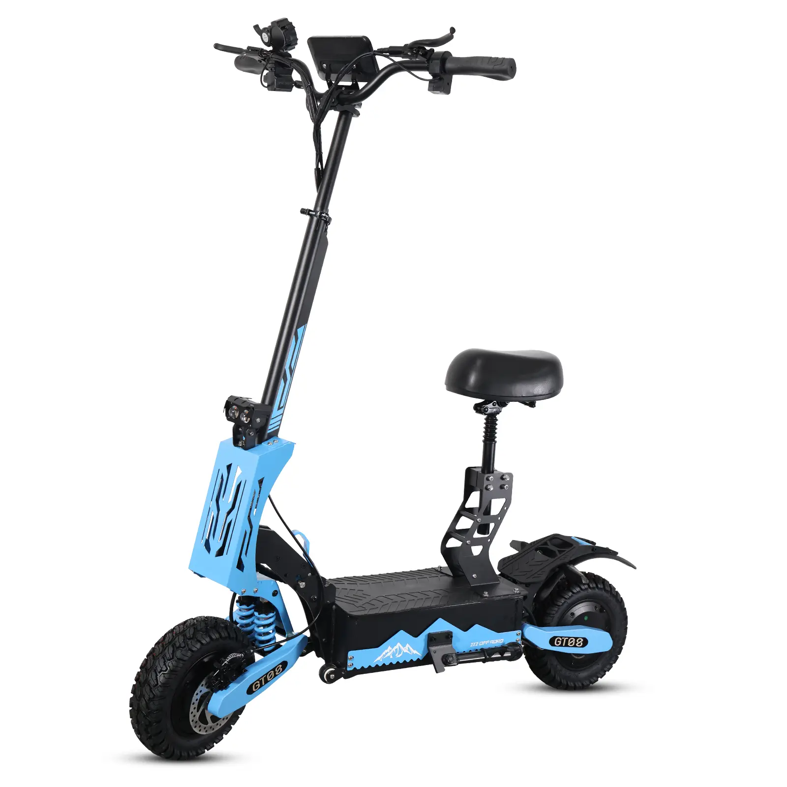 YVR Blue E-Scooter For Adults with Manufacturer Warranty & Seat Feature 50 MPH Speed 46 Miles Range 11" Off-road Tires Electric Scooter for Adults