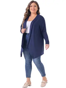 Agnes Orinda Plus Size Cardigan for Women Long Sleeve Open Front Lightweight High Low Hem Draped Cover Ups