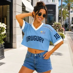 Personalized Uruguay Soccer Jersey, Uruguay Football Shirt Women, Custom Uruguay Fan Gear, Uruguay Flag Crop Top, Game Day Outfit, Sport Tee