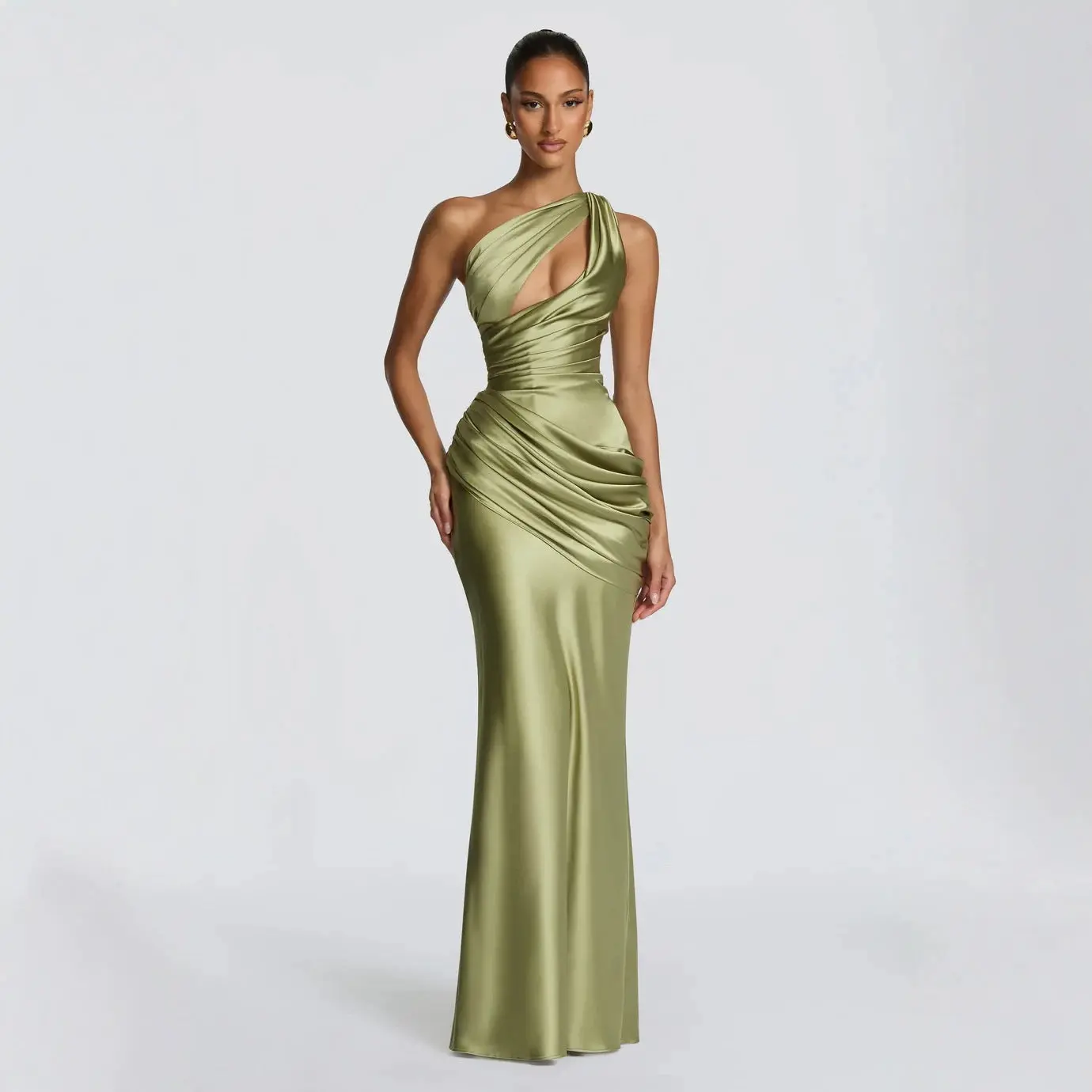 Satin Asymmetric Evening Gown