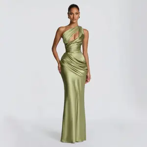 Satin Asymmetric Evening Gown