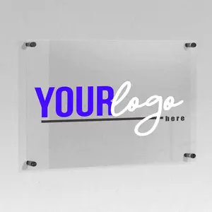 Custom Business Logo Wall Sign - Personalized Acrylic Office Door Printed Sign, Floating Company Wall Plaque Decor, Storefront Branding, Sleek Acrylic Corporate Image, Waterproof, Hardware