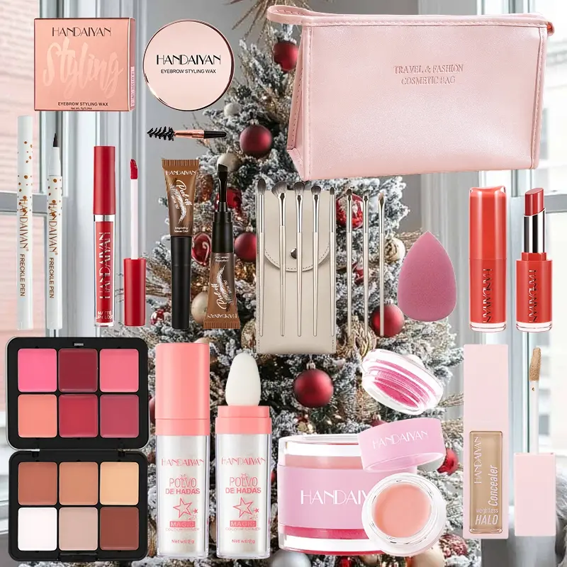Valentine's Day Creative Cosmetic Makeup Set, Vintage Matte Lipstick, Eyeshadow, Brow Pencil, Blush, Concealer, Long-Lasting Radiant Finish